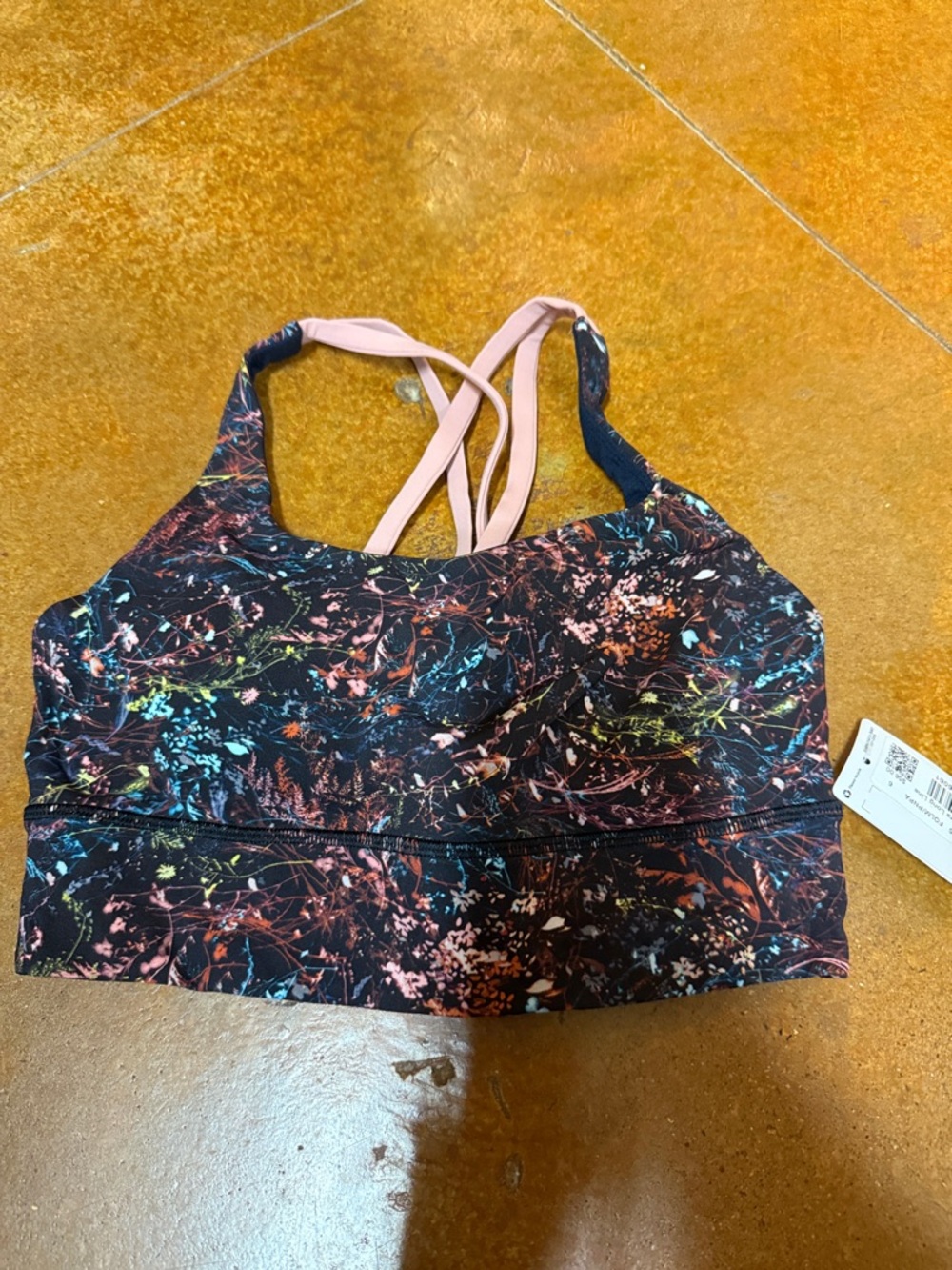 lululemon athletica Multicolor Floral Energy Long Line Bra with Pink Accents